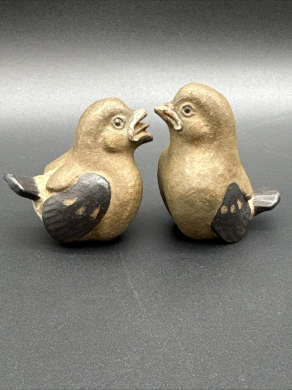 Vintage Niels Gunder Denmark Stoneware Pottery Danish Bird Figurines Signed Pair